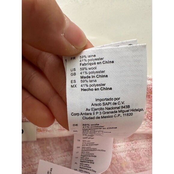 Sandro Women's Lian Tweed Flare Pants Pink White Gold Button Size S Waist 26 NEW - Picture 14 of 14